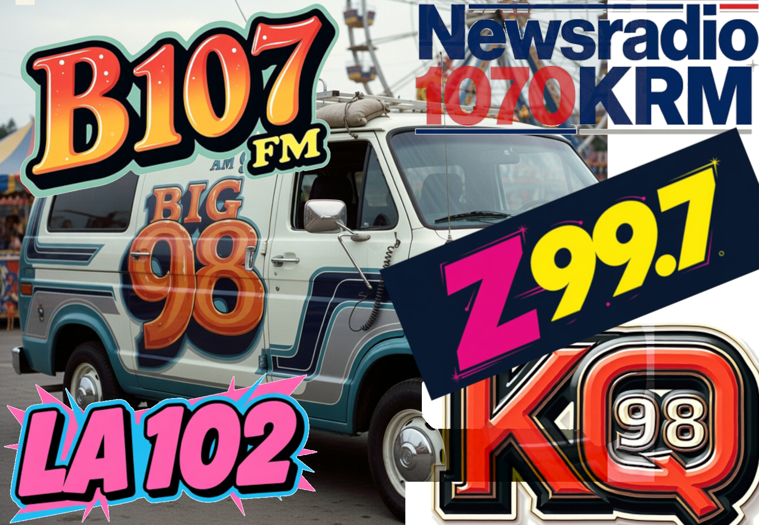 Custom station logos and promotional van designs